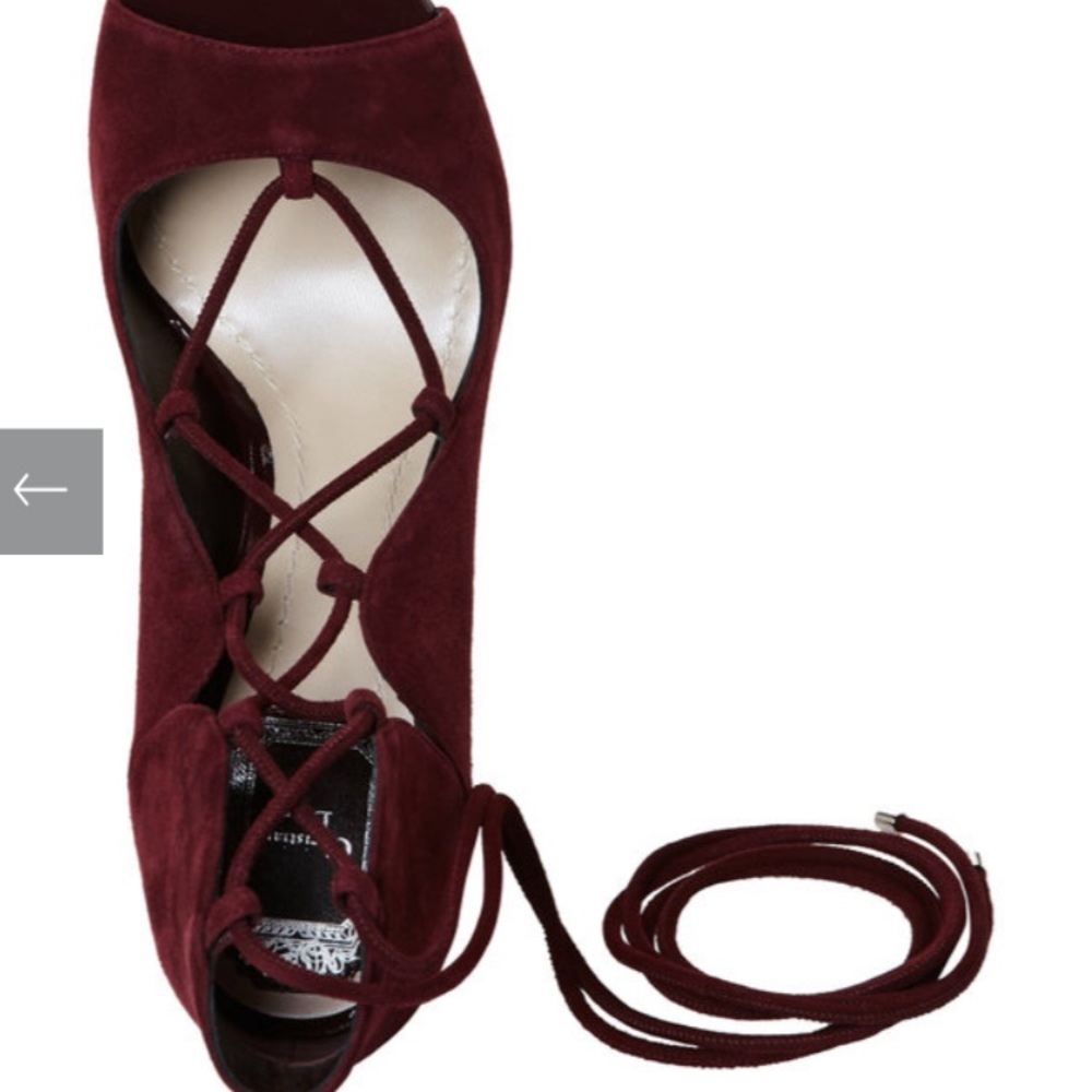 Christian Dior Bordeaux Petale Lace-Up Pumps - Picture 3 of 7